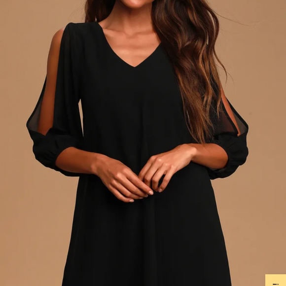 Lulus slit shoulder black dress - Picture 2 of 2